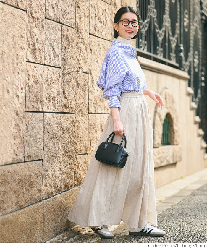 Maxi length cotton voile flare skirt