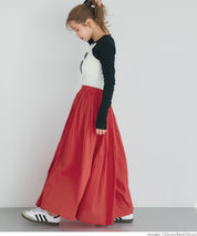 Maxi length cotton voile flare skirt