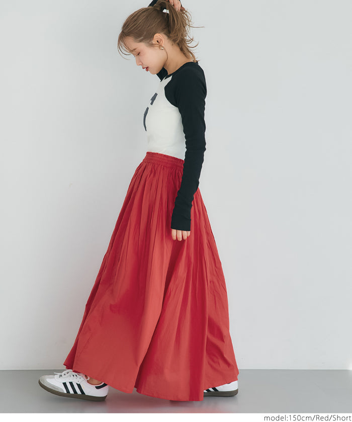 Maxi length cotton voile flare skirt