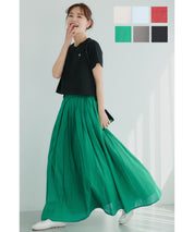 Maxi length cotton voile flare skirt