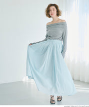 Maxi length cotton voile flare skirt