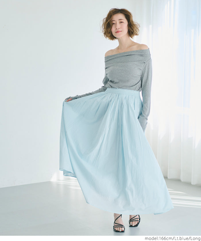 Maxi length cotton voile flare skirt