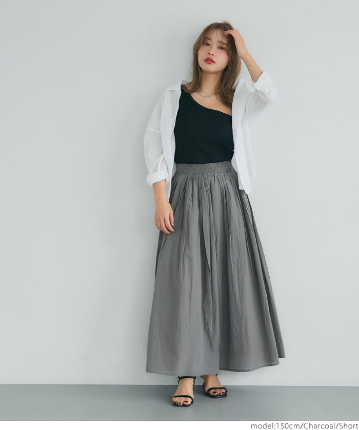Maxi length cotton voile flare skirt