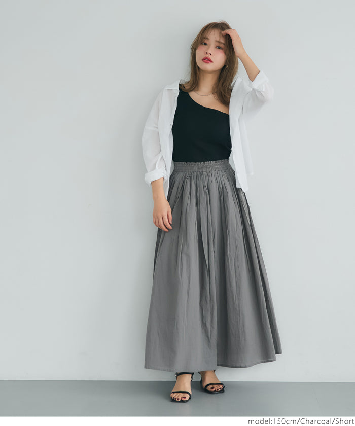 Maxi length cotton voile flare skirt