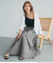 Maxi length cotton voile flare skirt