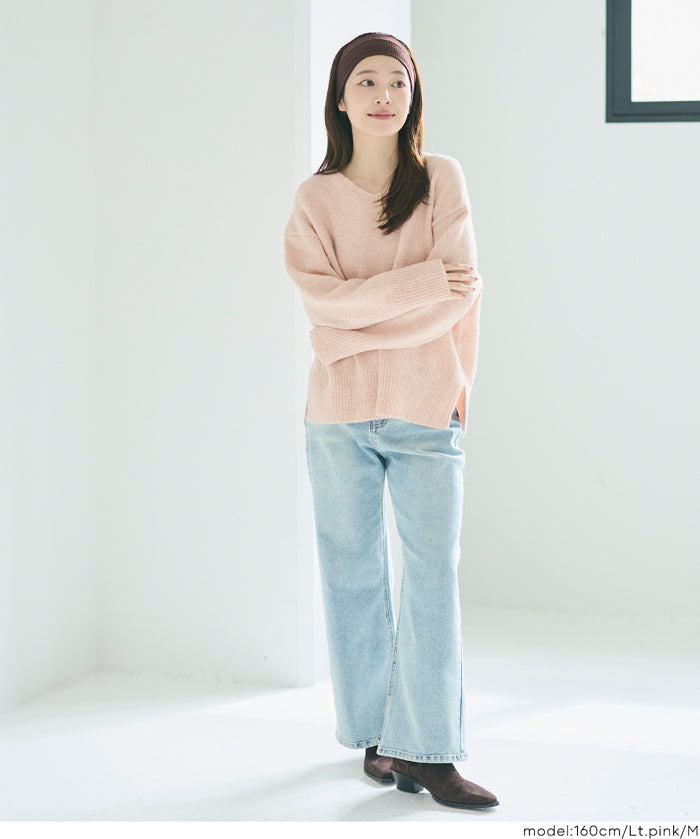 Fufuyaku style V neck top dress sexy style V neck side slim top dress long sleeves female