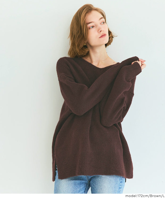 Fufuyaku style V neck top dress sexy style V neck side slim top dress long sleeves female