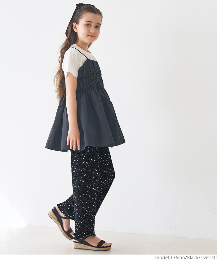 Kids polka dot cotton crepe pleated pants