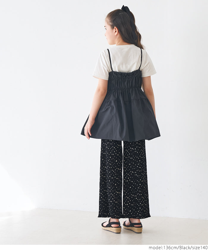 Kids polka dot cotton crepe pleated pants