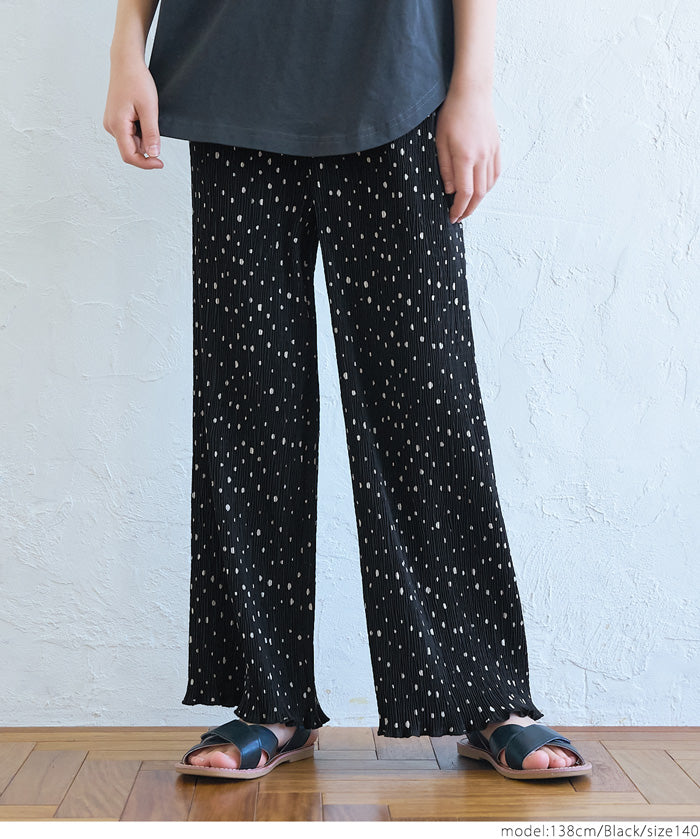 Kids polka dot cotton crepe pleated pants
