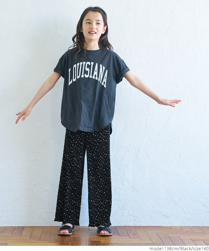 Kids polka dot cotton crepe pleated pants