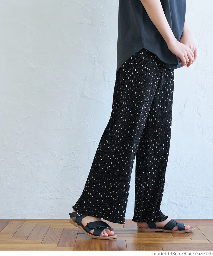 Kids polka dot cotton crepe pleated pants
