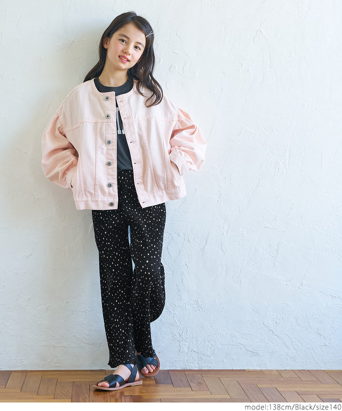 Kids polka dot cotton crepe pleated pants