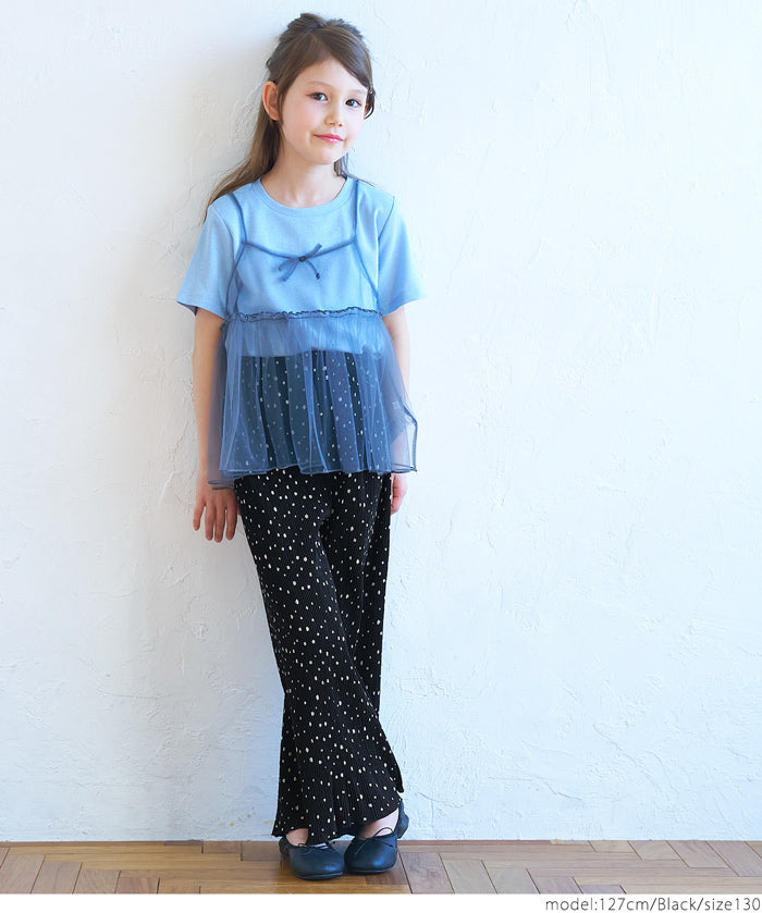 Kids polka dot cotton crepe pleated pants