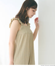 Willow Pleated Japanese Style Lotus Leaf Vest Jumpsuit