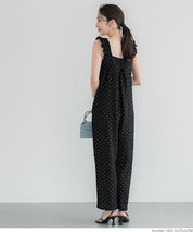 Willow Pleated Japanese Style Lotus Leaf Vest Jumpsuit