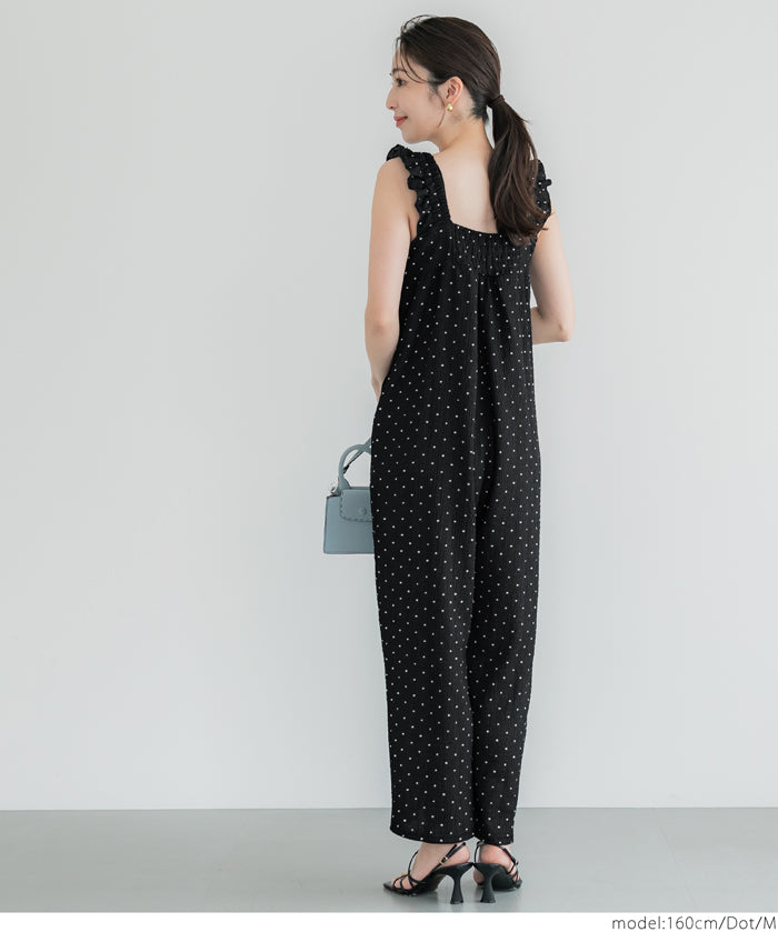 Willow Pleated Japanese Style Lotus Leaf Vest Jumpsuit