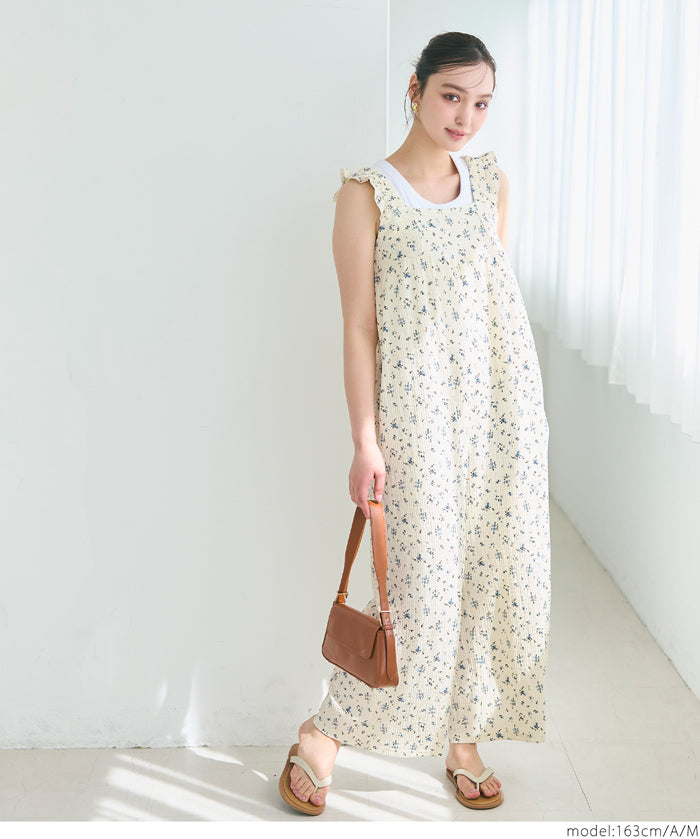 Willow Pleated Japanese Style Lotus Leaf Vest Jumpsuit