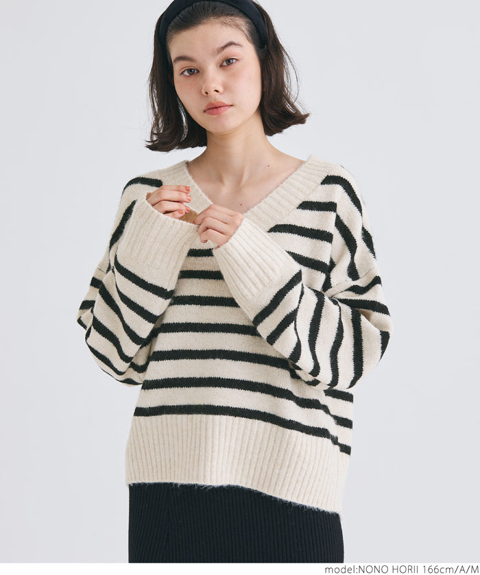 Fluffy yak-style V-neck knit