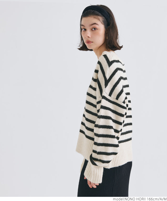 Fluffy yak-style V-neck knit
