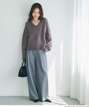 Fluffy yak-style V-neck knit