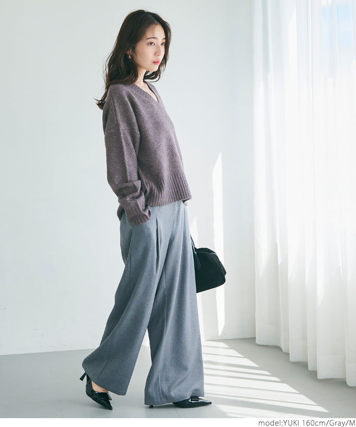 Fluffy yak-style V-neck knit