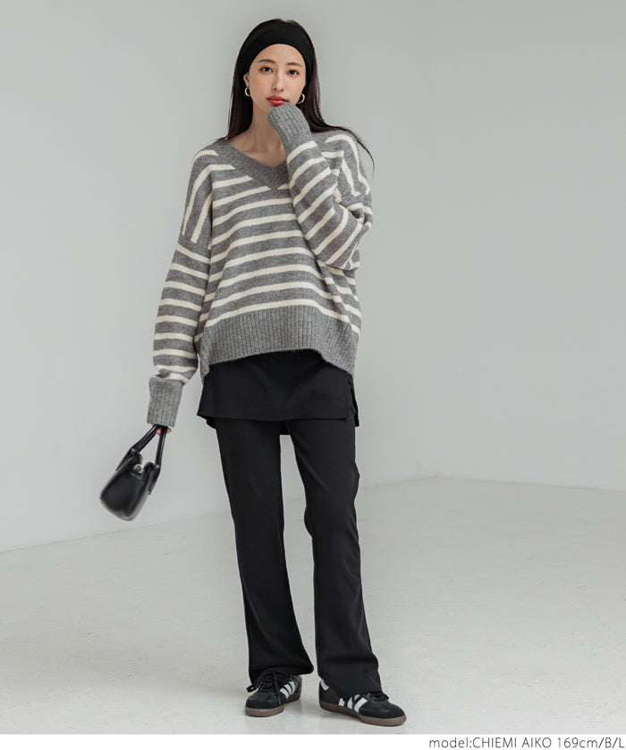 Fluffy yak-style V-neck knit