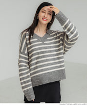 Fluffy yak-style V-neck knit