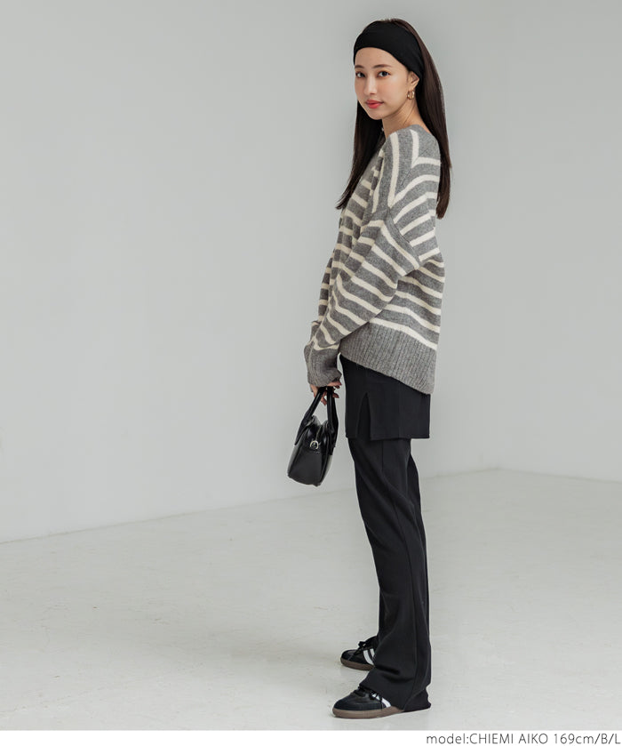 Fluffy yak-style V-neck knit