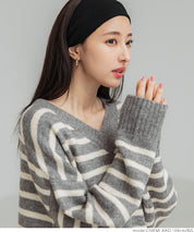 Fluffy yak-style V-neck knit