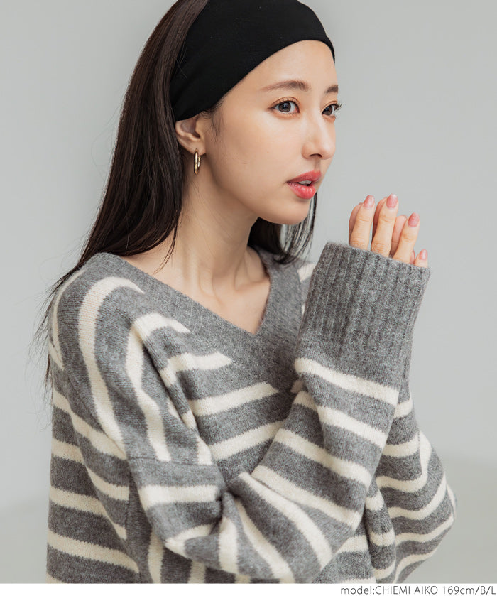 Fluffy yak-style V-neck knit