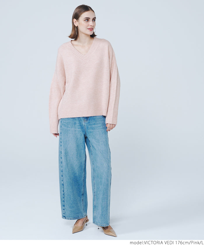 Fluffy yak-style V-neck knit