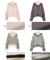 Fluffy yak-style V-neck knit