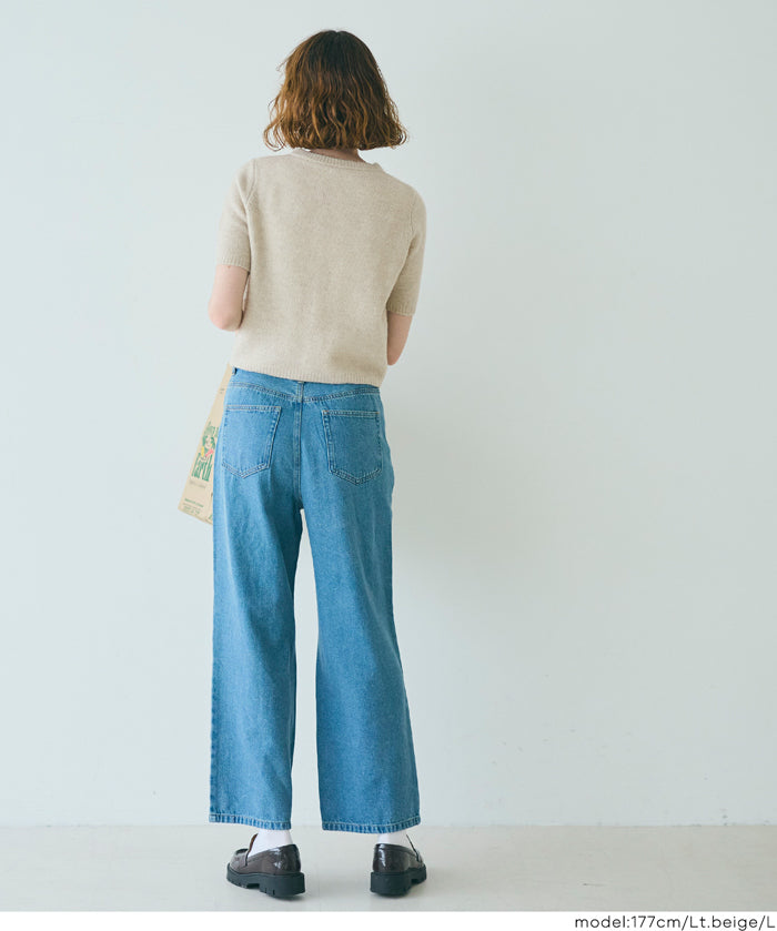 Temperamental and versatile gold-button short-sleeved knitted cardigan