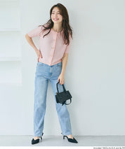 Temperamental and versatile gold-button short-sleeved knitted cardigan