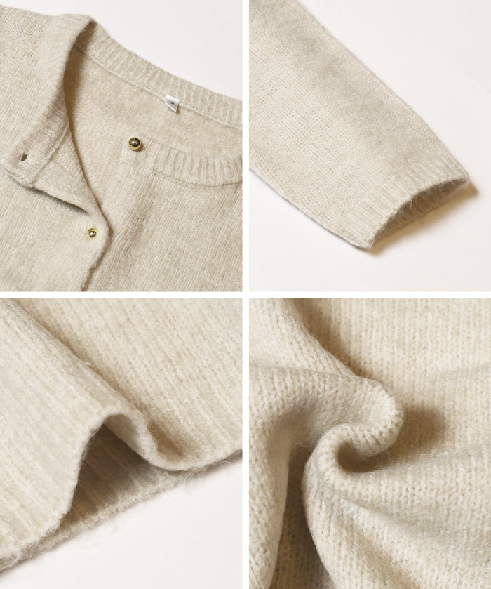 Temperamental and versatile gold-button short-sleeved knitted cardigan