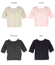 Temperamental and versatile gold-button short-sleeved knitted cardigan