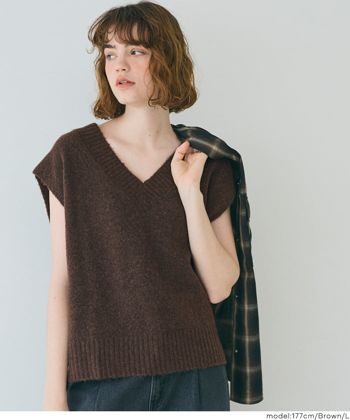 soft knitted V-neck vest