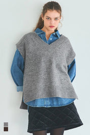 soft knitted V-neck vest