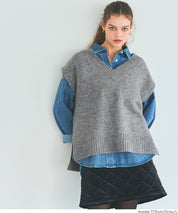 soft knitted V-neck vest