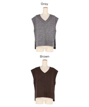 soft knitted V-neck vest