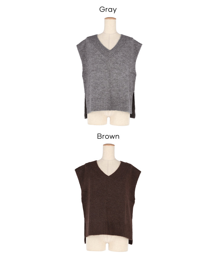 soft knitted V-neck vest