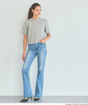 Temperamental and versatile short-sleeved cable knit sweater