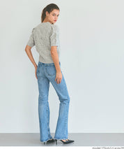 Temperamental and versatile short-sleeved cable knit sweater