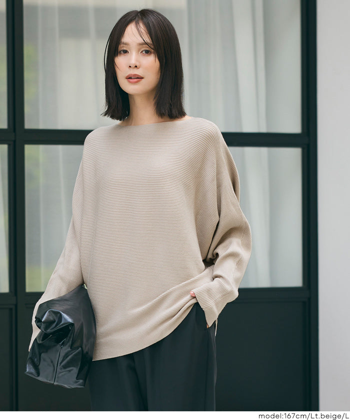 Dolman sleeve and boat neck knit