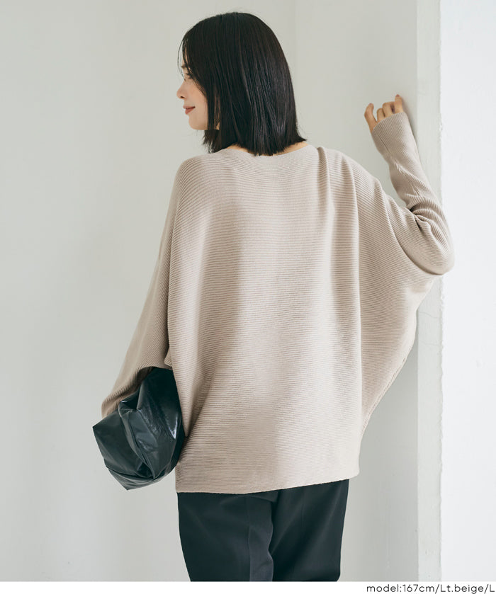 Dolman sleeve and boat neck knit