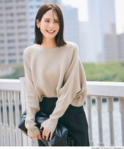 Dolman sleeve and boat neck knit