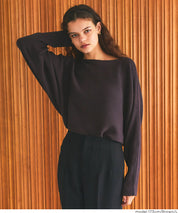 Dolman sleeve and boat neck knit