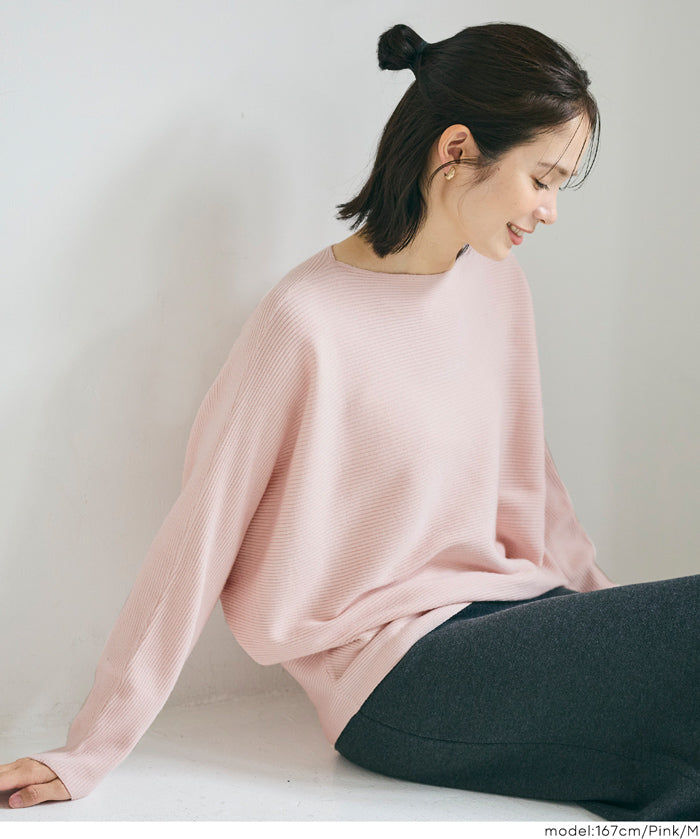 Dolman sleeve and boat neck knit