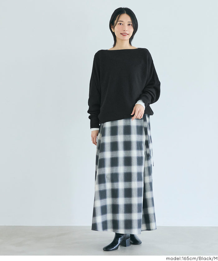 Dolman sleeve and boat neck knit